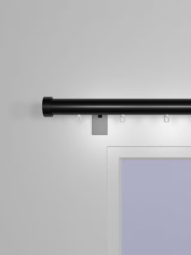 John Lewis Select Gliding Curtain Pole with Stud Finial, Wall Fix, Dia.30mm, Satin Soft Black, L260cm
