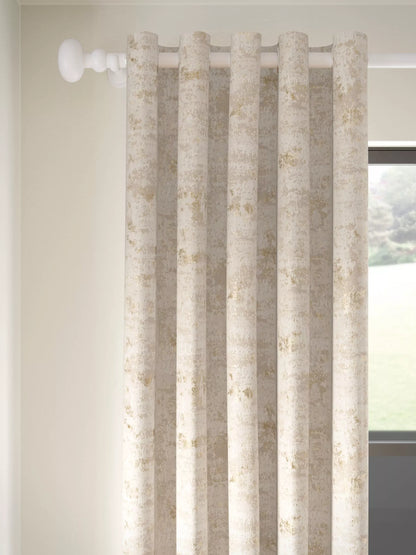 John Lewis Cala Weave Pair Lined Eyelet Curtains, Gold, W228 x Drop 182cm