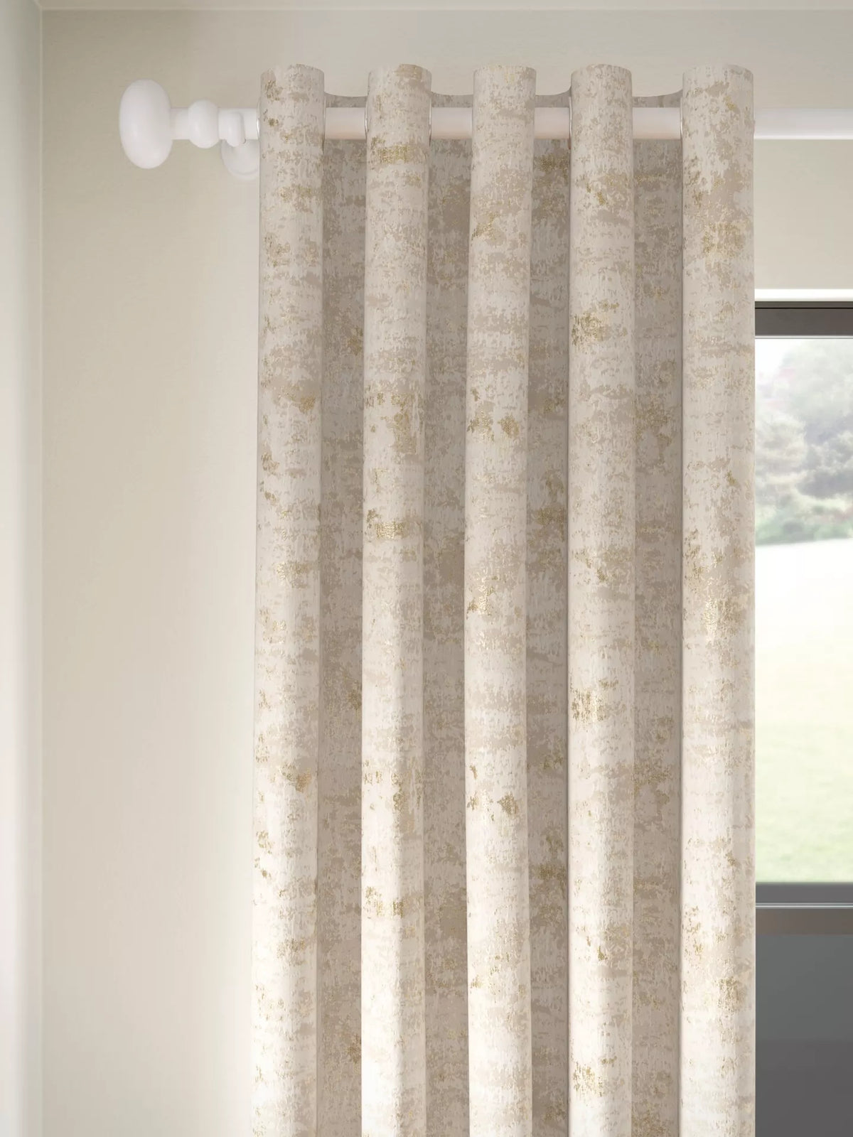 John Lewis Cala Weave Pair Lined Eyelet Curtains, Gold, W167 x Drop 137cm