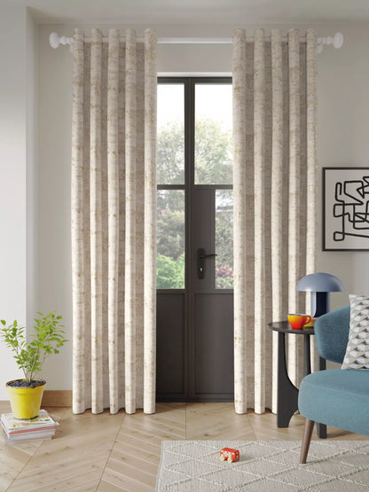 John Lewis Cala Weave Pair Lined Eyelet Curtains, Gold, W228 x Drop 182cm