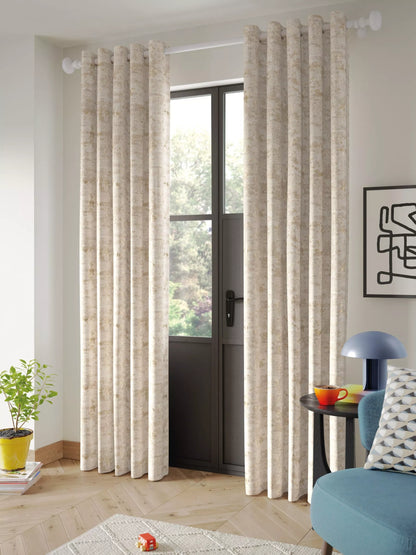 John Lewis Cala Weave Pair Lined Eyelet Curtains, Gold, W228 x Drop 182cm
