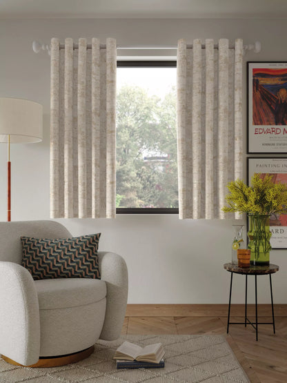 John Lewis Cala Weave Pair Lined Eyelet Curtains, Gold, W228 x Drop 182cm