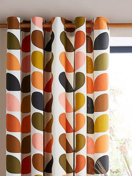 Orla Kiely Multi Stem Pair Lined Eyelet Curtains, Auburn, W168 x Drop 229cm