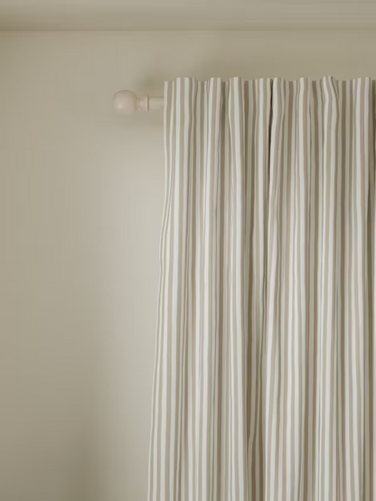 John Lewis Conwy Stripe Weave Pair Lined Hidden Tab Top Curtains, Putty, W228 x Drop 228cm