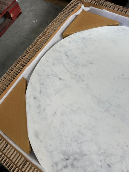John Lewis Jewel Marble 4 Seater Pedestal Dining Table, White/Gold