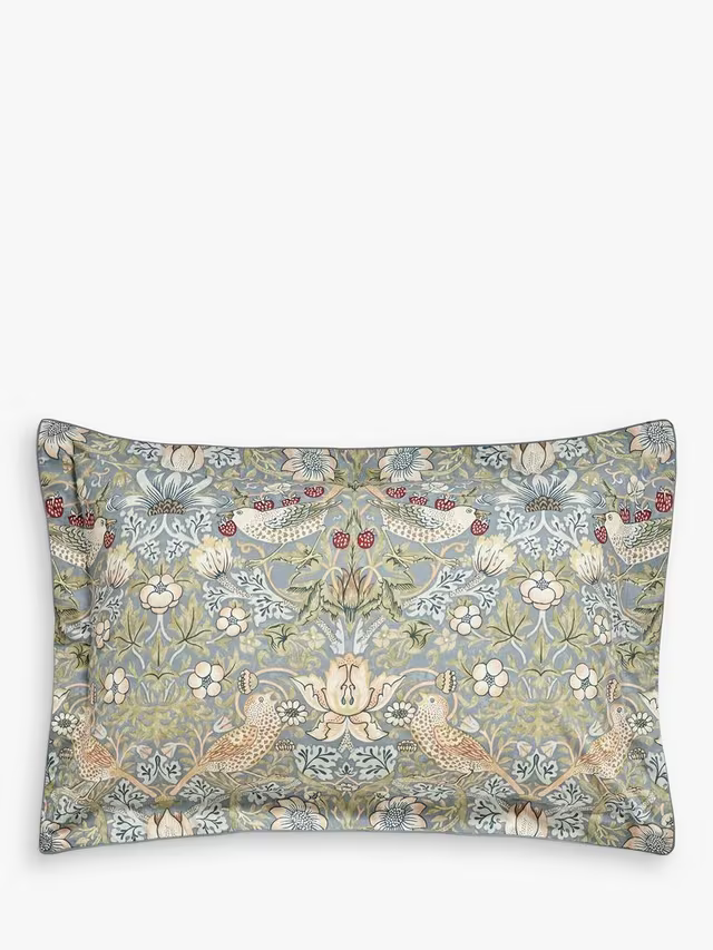 Morris & Co. Strawberry Thief 300 Thread Count Cotton Duvet Cover Set, Multi, Double Set