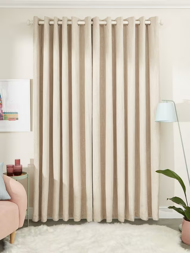 John Lewis Boucle Textured Weave Pair Blackout Lined Eyelet Curtains, Natural White, W228 x Drop 228cm