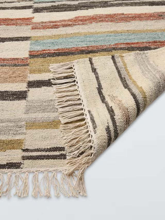 John Lewis Abstract Stripe Wool Rich Rug, Multi, L180 x W120cm