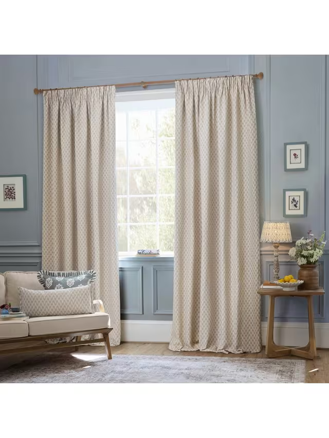 Sanderson Hutton Pair Lined Pencil Pleat Curtains, Linen, W162 x Drop 228cm