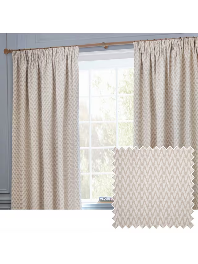 Sanderson Hutton Pair Lined Pencil Pleat Curtains, Linen, W162 x Drop 228cm