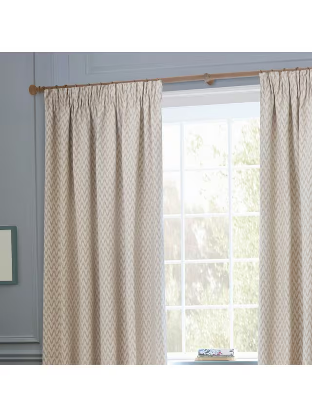 Sanderson Hutton Pair Lined Pencil Pleat Curtains, Linen, W162 x Drop 228cm