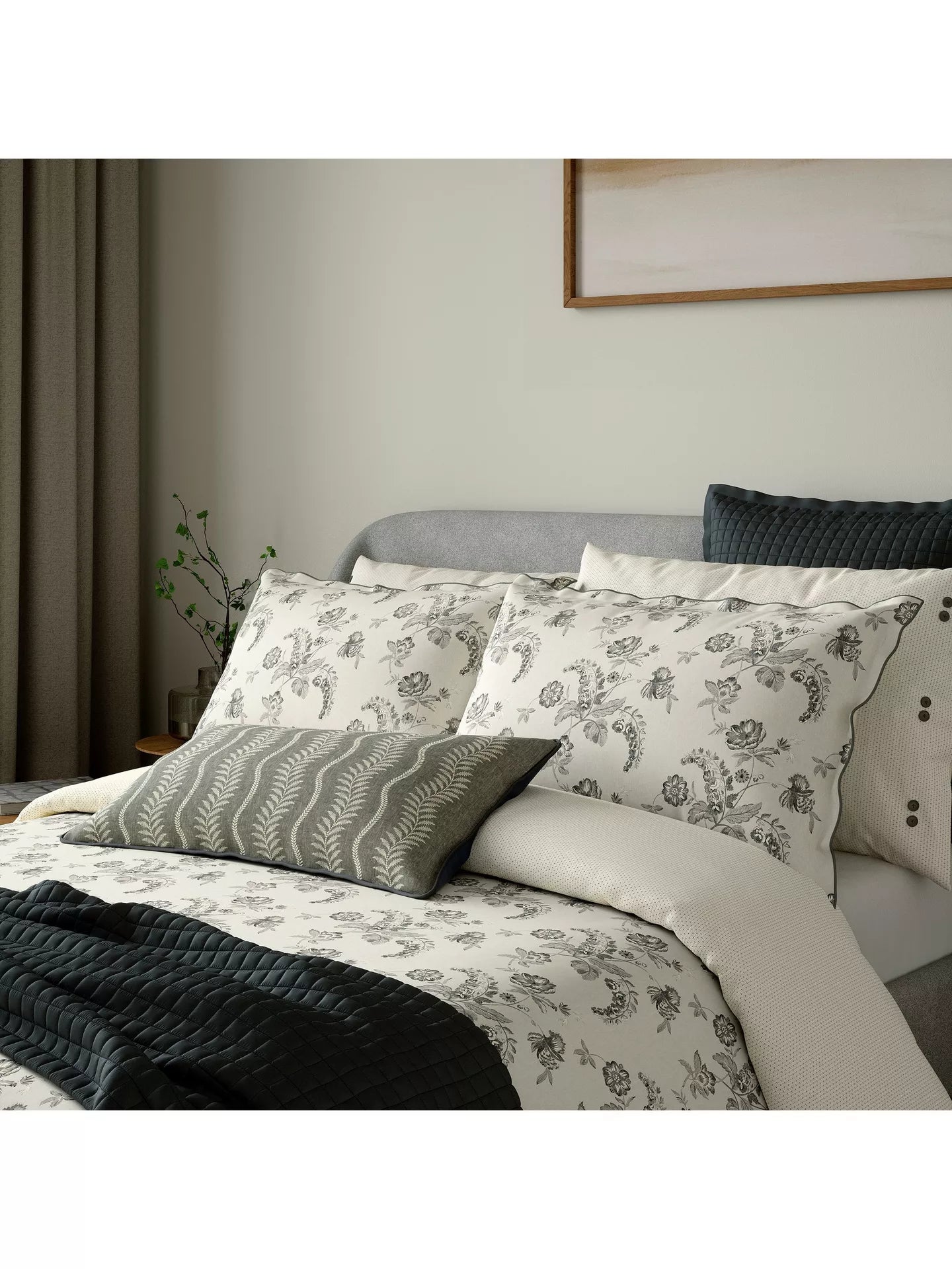 Bedeck of Belfast Arianne King Duvet Cover Set, Charcoal Grey