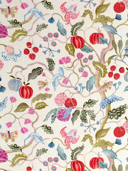 John Lewis Fruit Tree Print Pencil Pleat Pair Blackout Lined Curtains, Multi, W167 x Drop 182cm