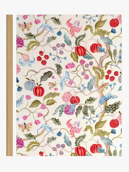 John Lewis Fruit Tree Print Pencil Pleat Pair Blackout Lined Curtains, Multi, W167 x Drop 182cm