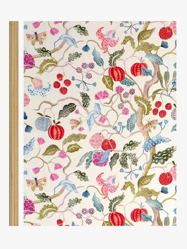 John Lewis Fruit Tree Print Pencil Pleat Pair Blackout Lined Curtains, Multi, W228 x Drop 137cm