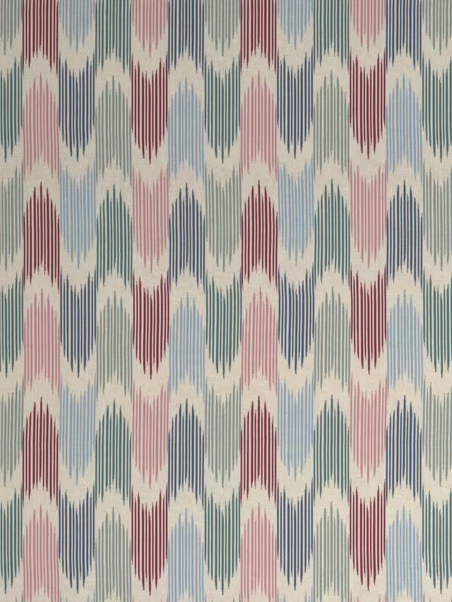 John Lewis Valle Ikat Print Pair Lined Eyelet Curtains, Deep Red, W228 x Drop 182cm