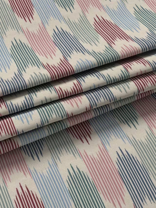 John Lewis Valle Ikat Print Pair Lined Eyelet Curtains, Deep Red, W228 x Drop 182cm