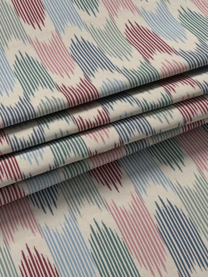 John Lewis Valle Ikat Print Pair Lined Eyelet Curtains, Deep Red, W228 x Drop 182cm