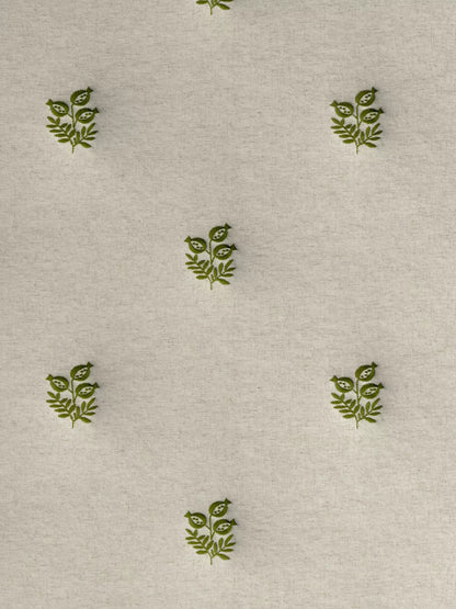 John Lewis Ariana Embroidered Pair Lined Pencil Pleat Curtains, Dark Olive, W167