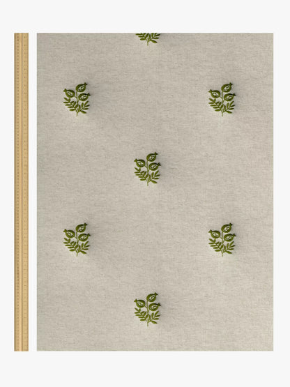 John Lewis Ariana Embroidered Pair Lined Pencil Pleat Curtains, Dark Olive, W167