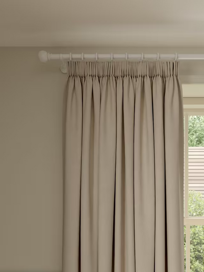 John Lewis Pure Cotton Pair Lined Pencil Pleat Curtains, Putty, W228 x Drop 228cm