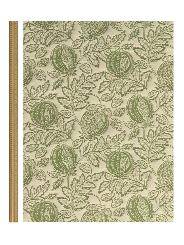 John Lewis x Sanderson Cantaloupe Lined Pencil Pleat Curtains, Pesto, H228 x Drop 228