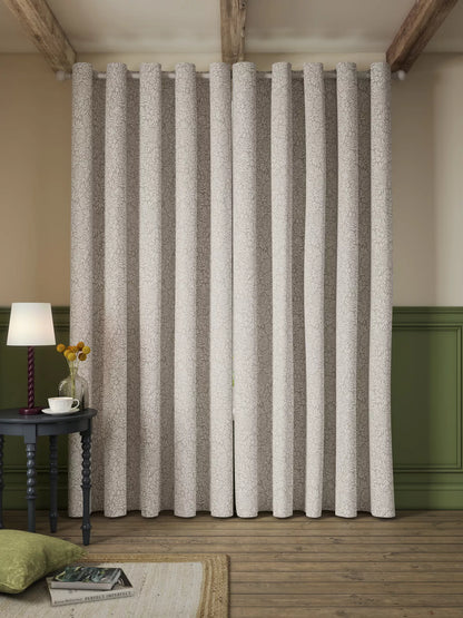 John Lewis Hidcote Weave Pair Lined Eyelet Curtains, Putty, W228 x Drop 228cm