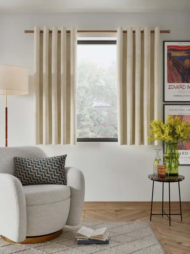 John Lewis Velvet Pair Lined Eyelet Curtains, Cream W228 x Drop 228cm