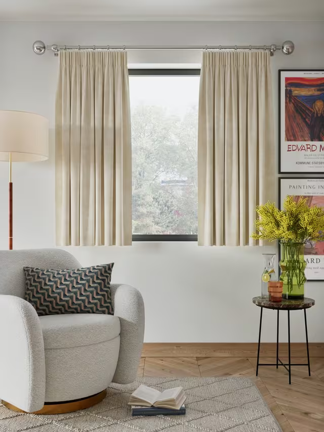 John Lewis Velvet Pair Lined Pencil Pleat Curtains, Cream, W228 x Drop 228cm