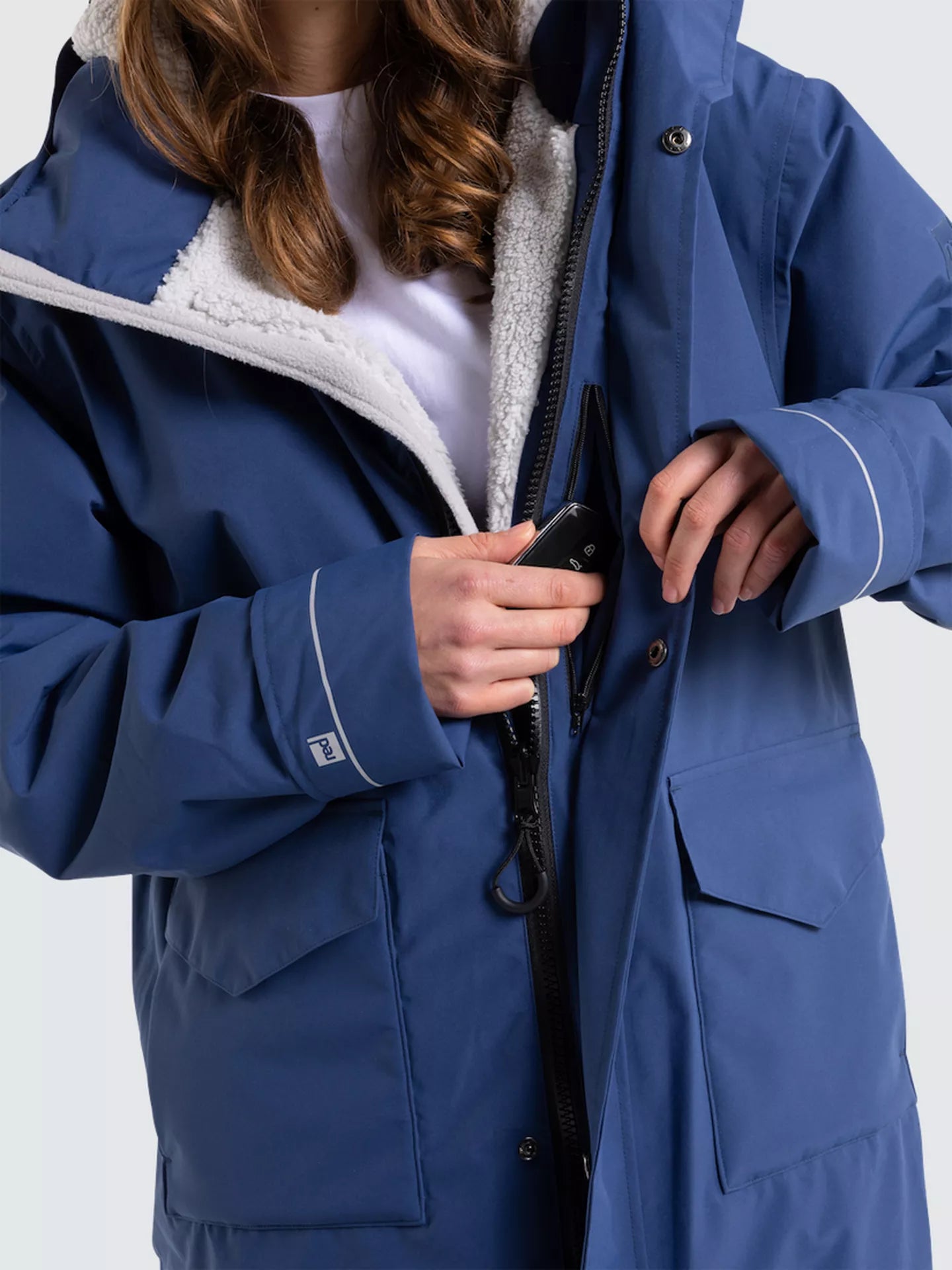 Red Unisex EVO Pro Slimline Waterproof Changing Robe Parka Jacket, Admiral Blue Medium