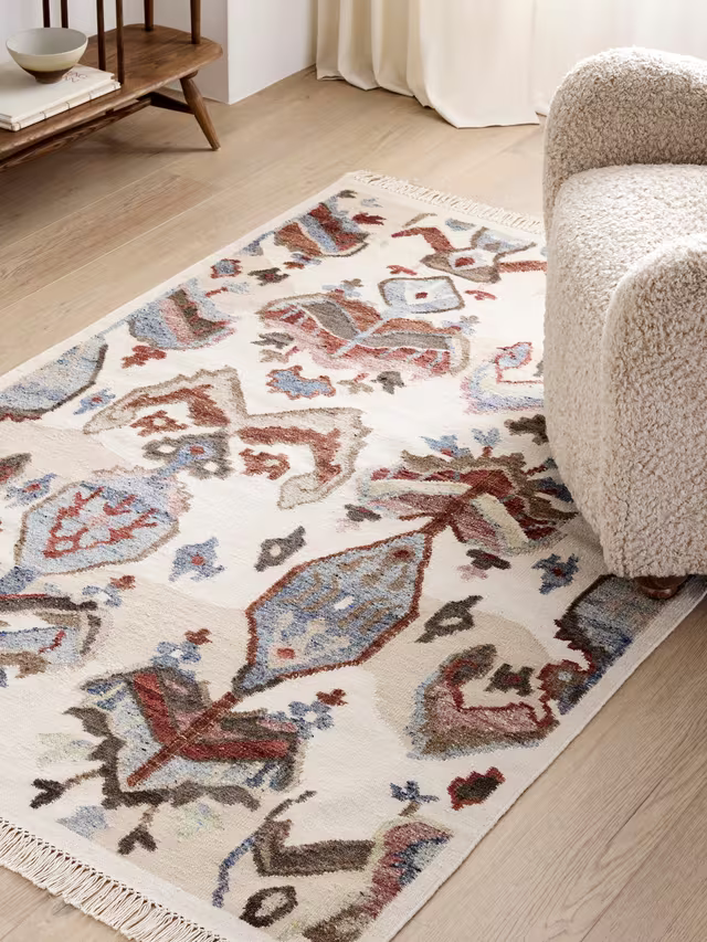 John Lewis Farah Ikat Wool Rich Rug, Natural/Multi, L240 x W170cm