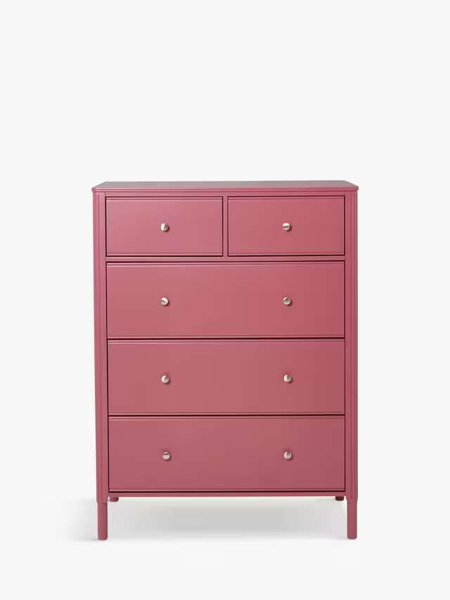 John Lewis Pillar 5 Drawer Chest, Rosehip