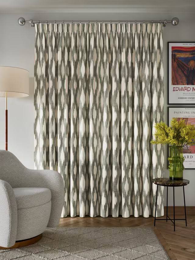 John Lewis Alta Weave Pair Lined Pencil Pleat Curtains, Avocado, W228 x Drop 182cm