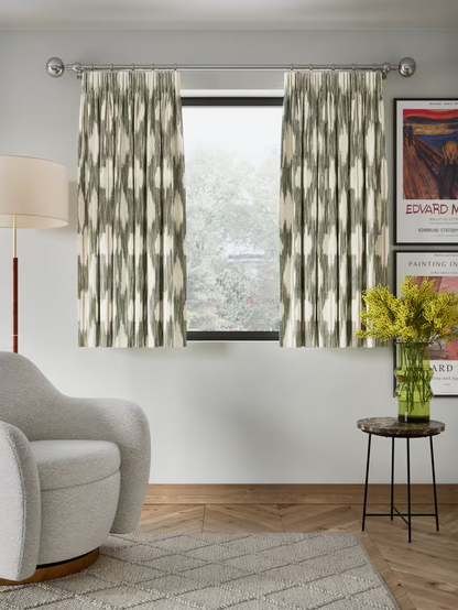 John Lewis Alta Weave Pair Lined Pencil Pleat Curtains, Avocado, W228 x Drop 182cm