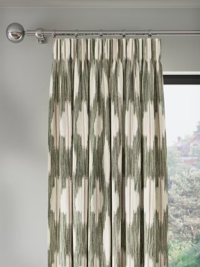 John Lewis Alta Weave Pair Lined Pencil Pleat Curtains, Avocado, W228 x Drop 182cm
