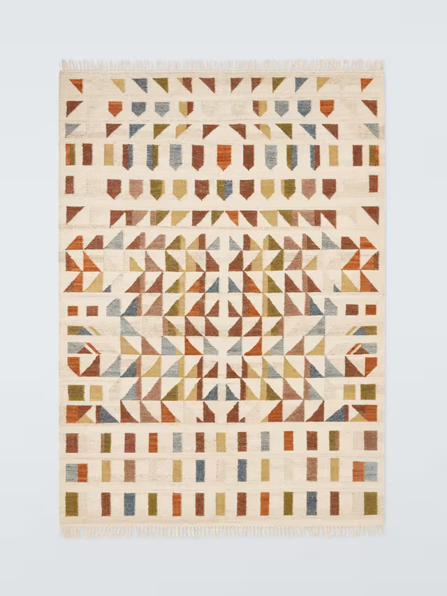 John Lewis Treble Flatweave Wool Rich Rug, Natural, L180 x W120cm