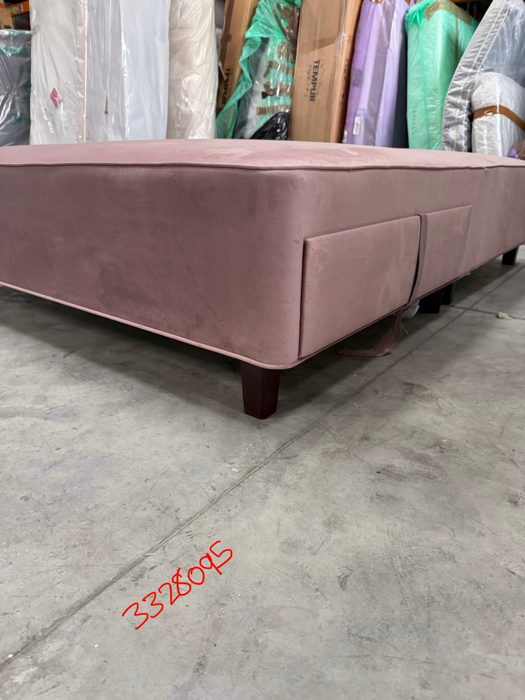 Vispring  Signature Divan Plush Velvet Coral Pink Two Drawers