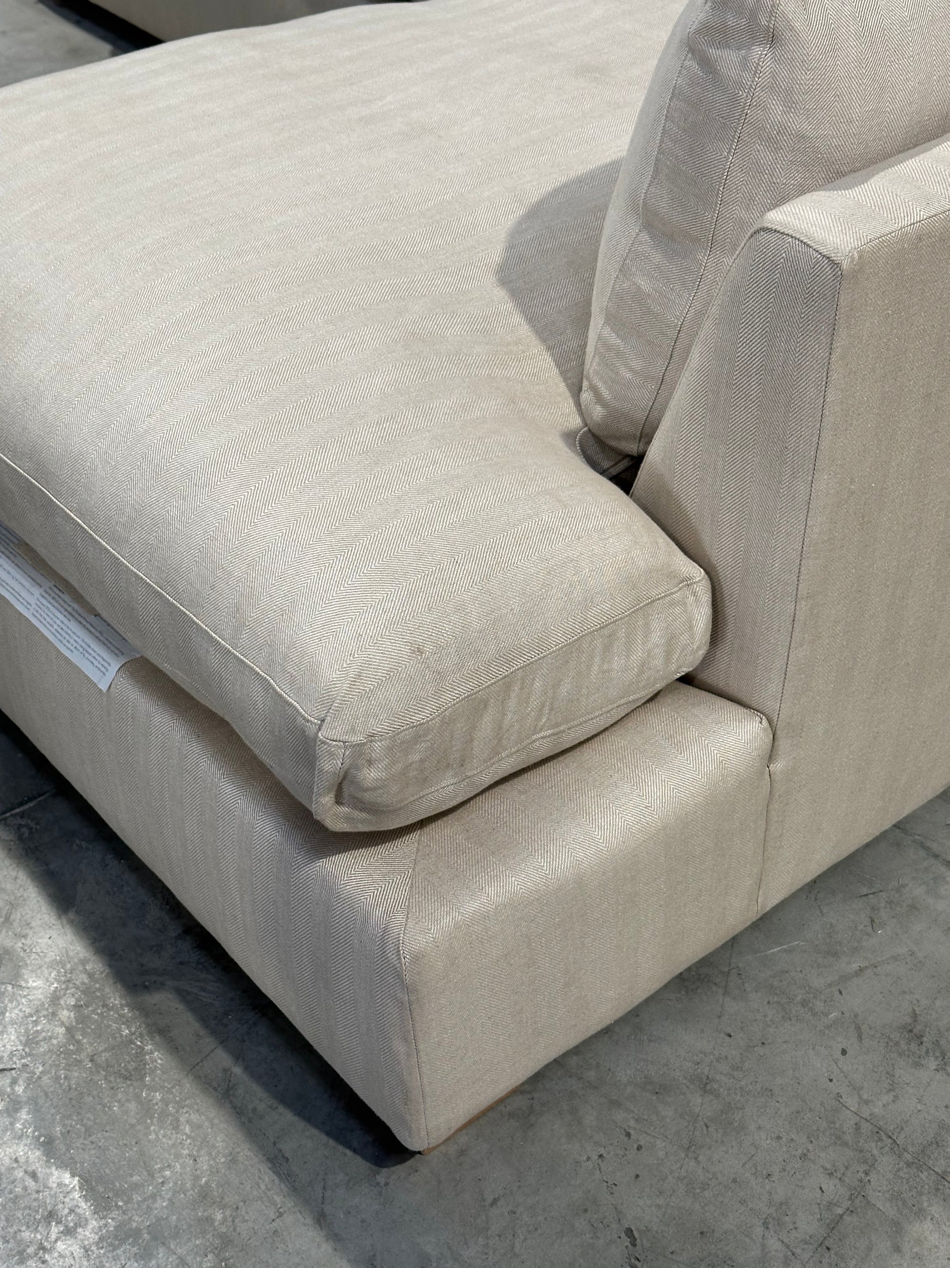 John Lewis Tortona RHF Chaise Sofa Premium Herringbone Fabric Light Legs Natural