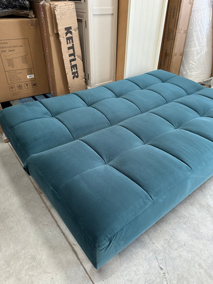 John Lewis Linear Medium 2 Seater Sofa Bed, Light Leg,  Velvet Kingfisher