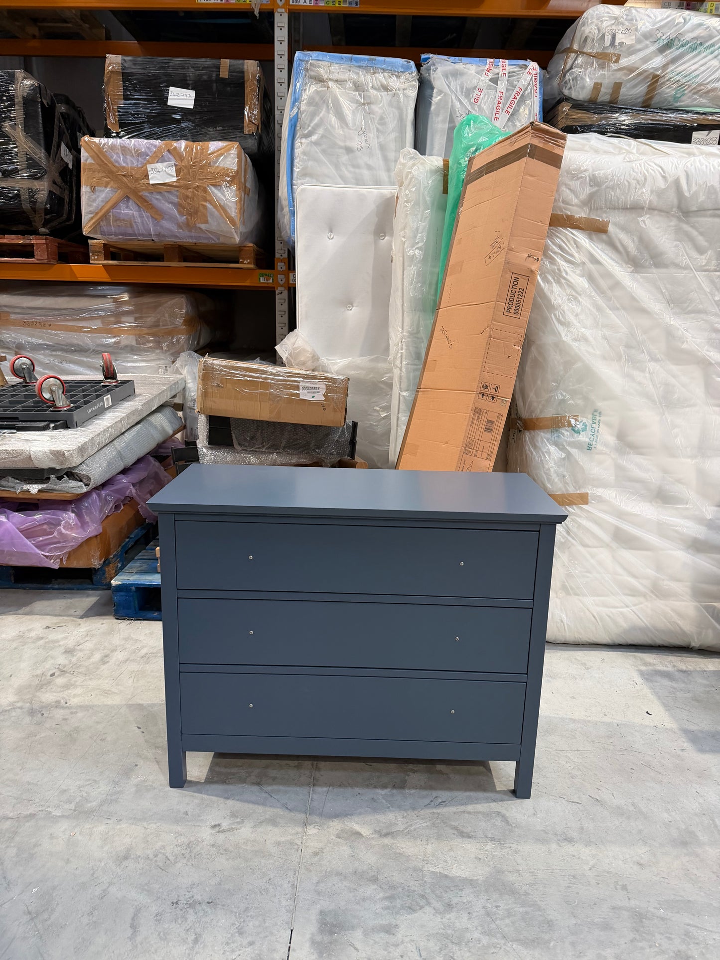 John Lewis Wilton 3 Drawer Chest, Denim Bluec