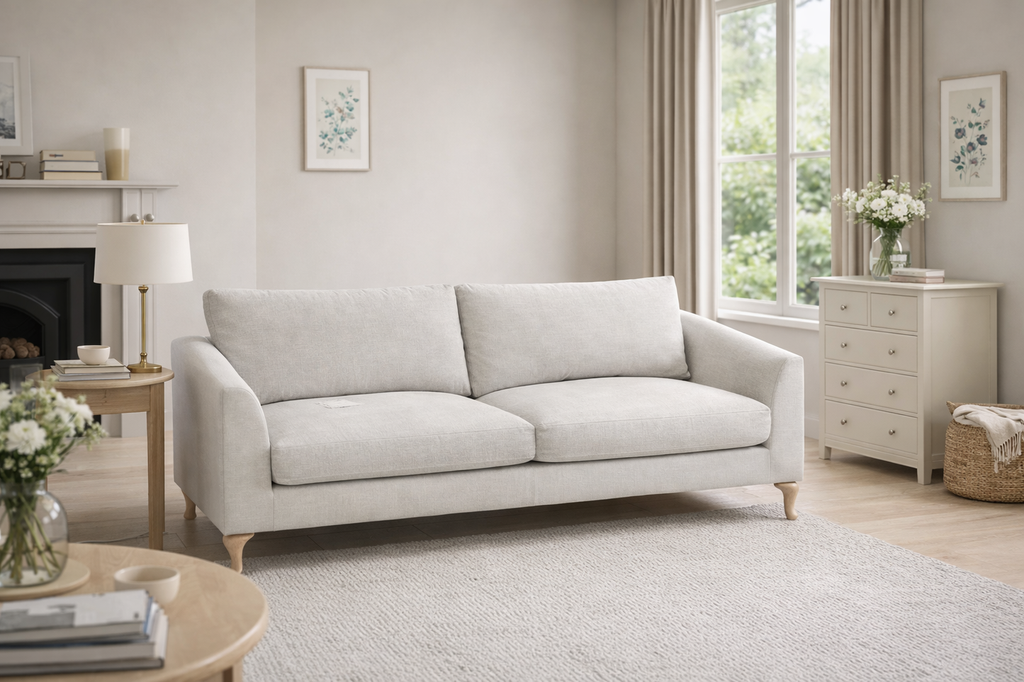 John Lewis Sofa 3 Seater Belgrave Large Linen Natural Upholstered