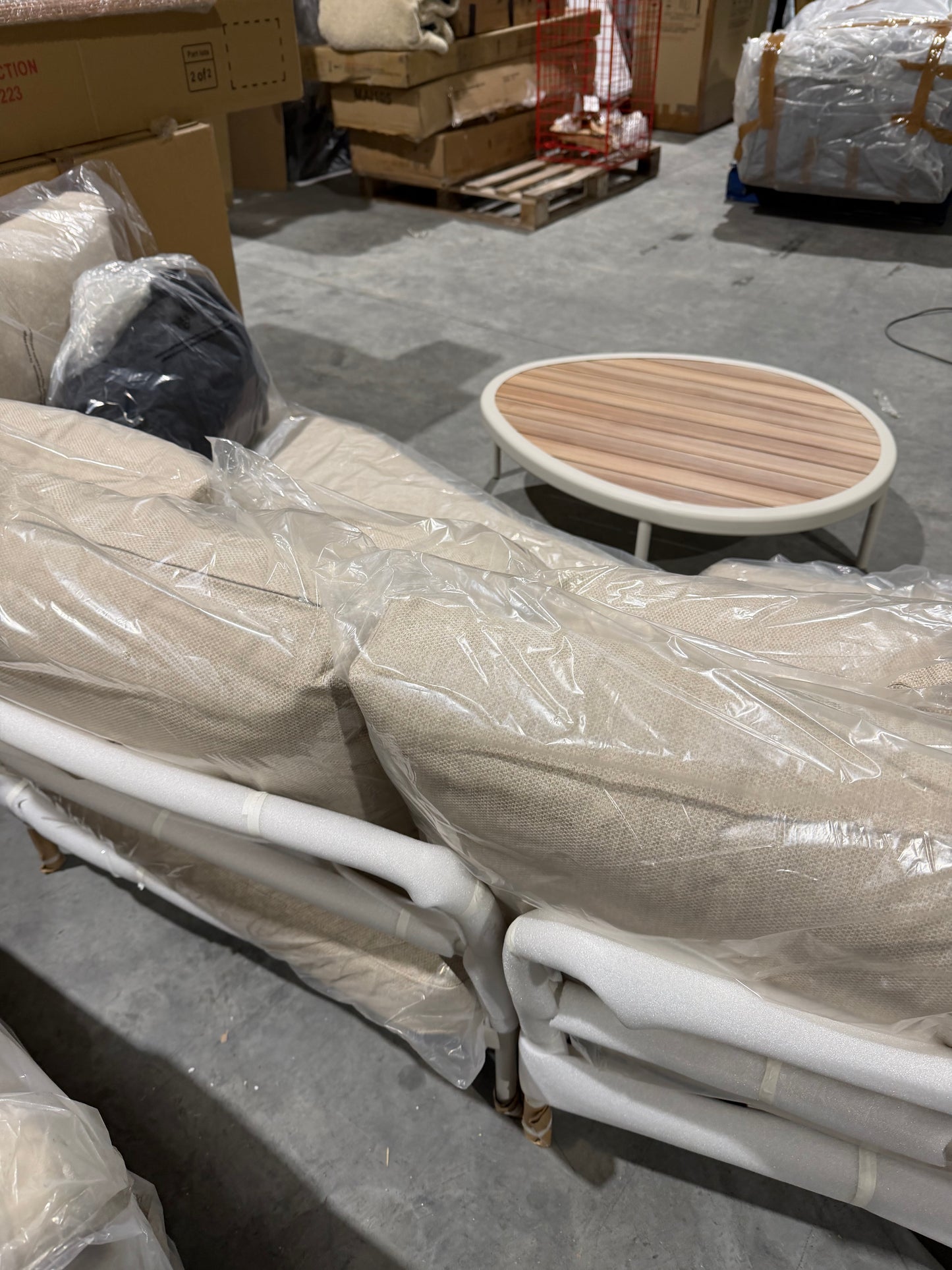 John Lewis Lozenge 4-Seater Modular Curved Garden Sofa & Coffee Table Set Cream