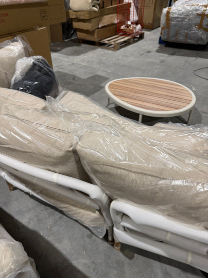 John Lewis Lozenge 4-Seater Modular Curved Garden Sofa & Coffee Table Set Cream