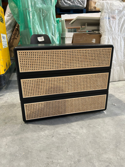 John Lewis Rattan 3 Drawer Chest, Black