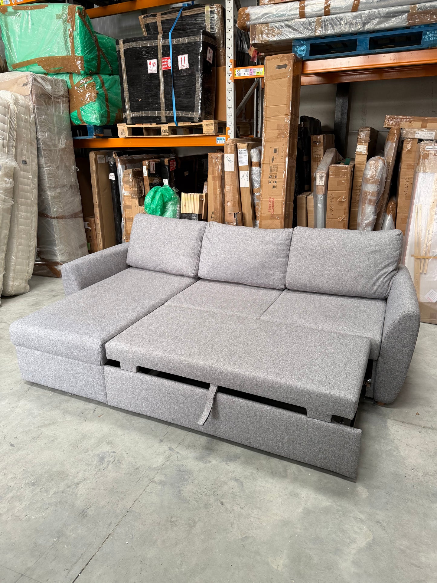 John Lewis Sofa Bed with Storage Sansa Splayed Arm in Tweed