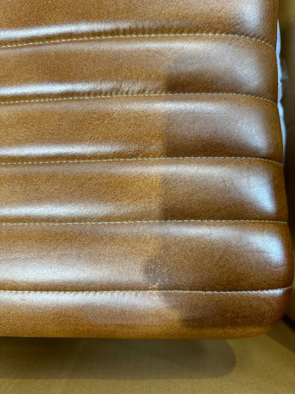 nkuku Narwana Ribbed Leather Stool, 75cm, Aged Tan