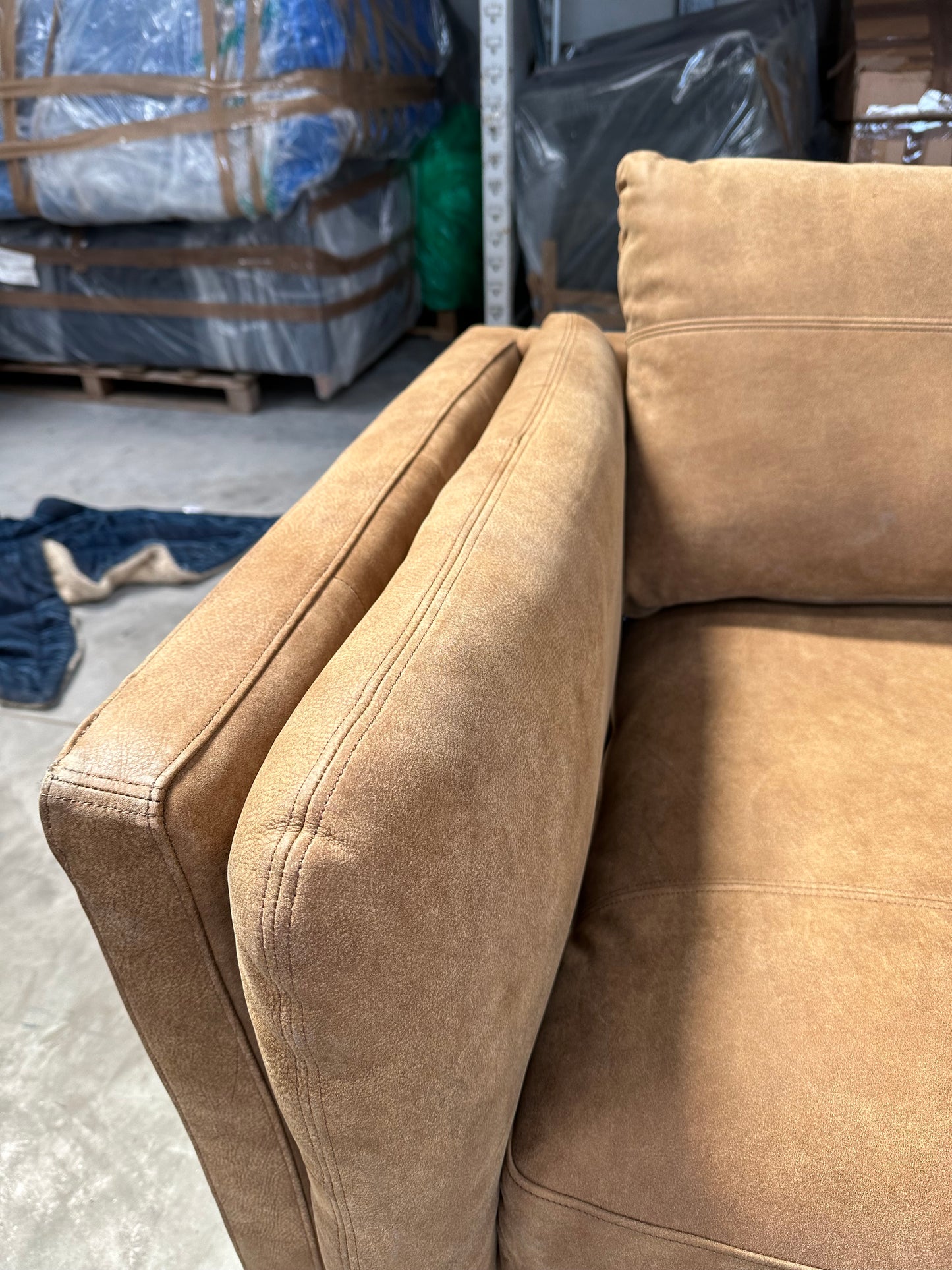John Lewis Trim Large 3 Seater Leather Sofa, Light Leg, Demetra Tan