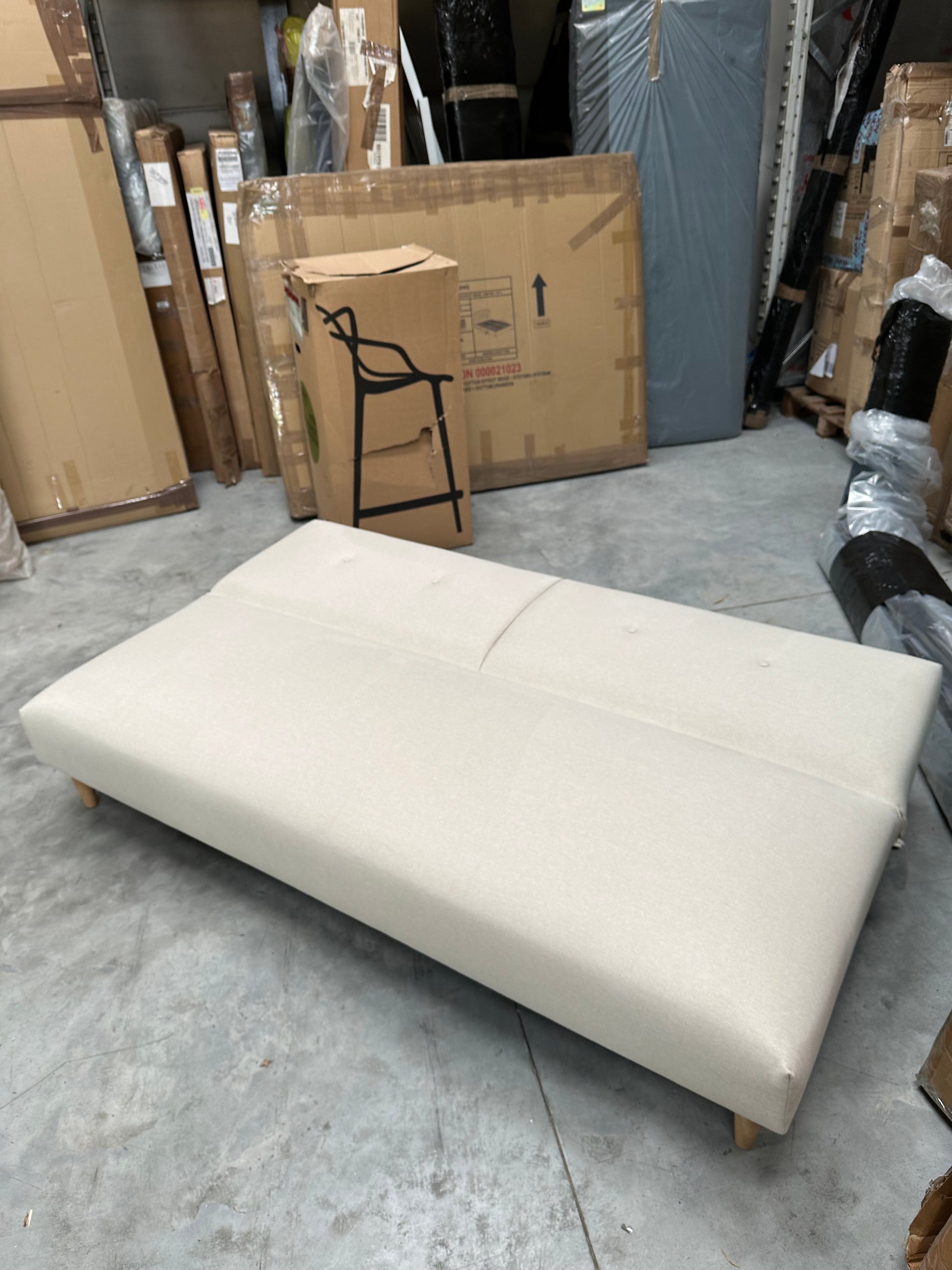 John Lewis Clapton Fixed Back Small Double Sofa Bed, Light Leg, Cambridge Natural