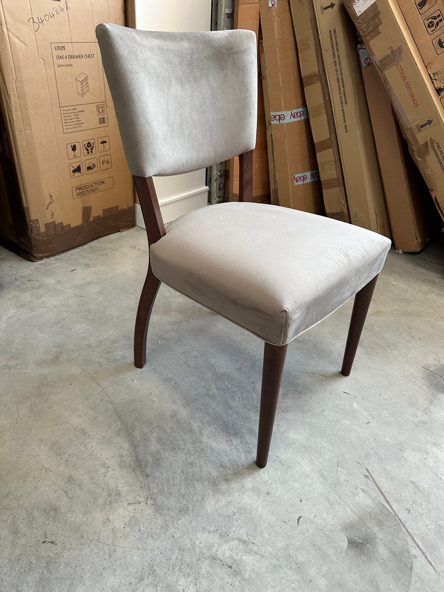 John Lewis Parisian Velvet Grey Dining Chair, FSC-Certified (Beech Wood)