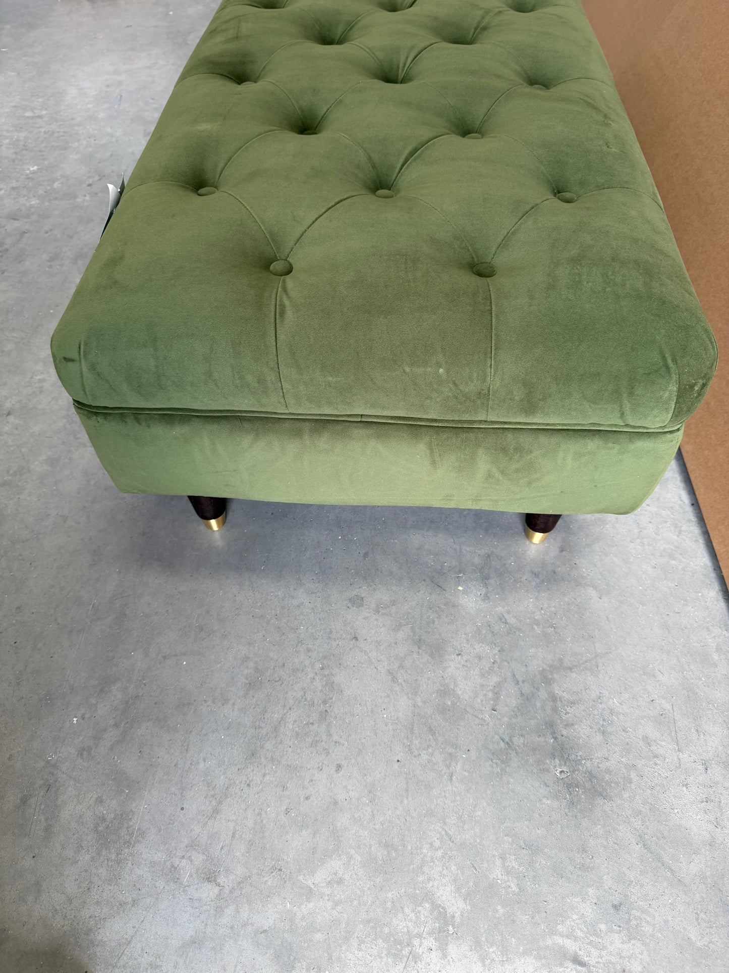 John Lewis Chester Footstool Velvet Green